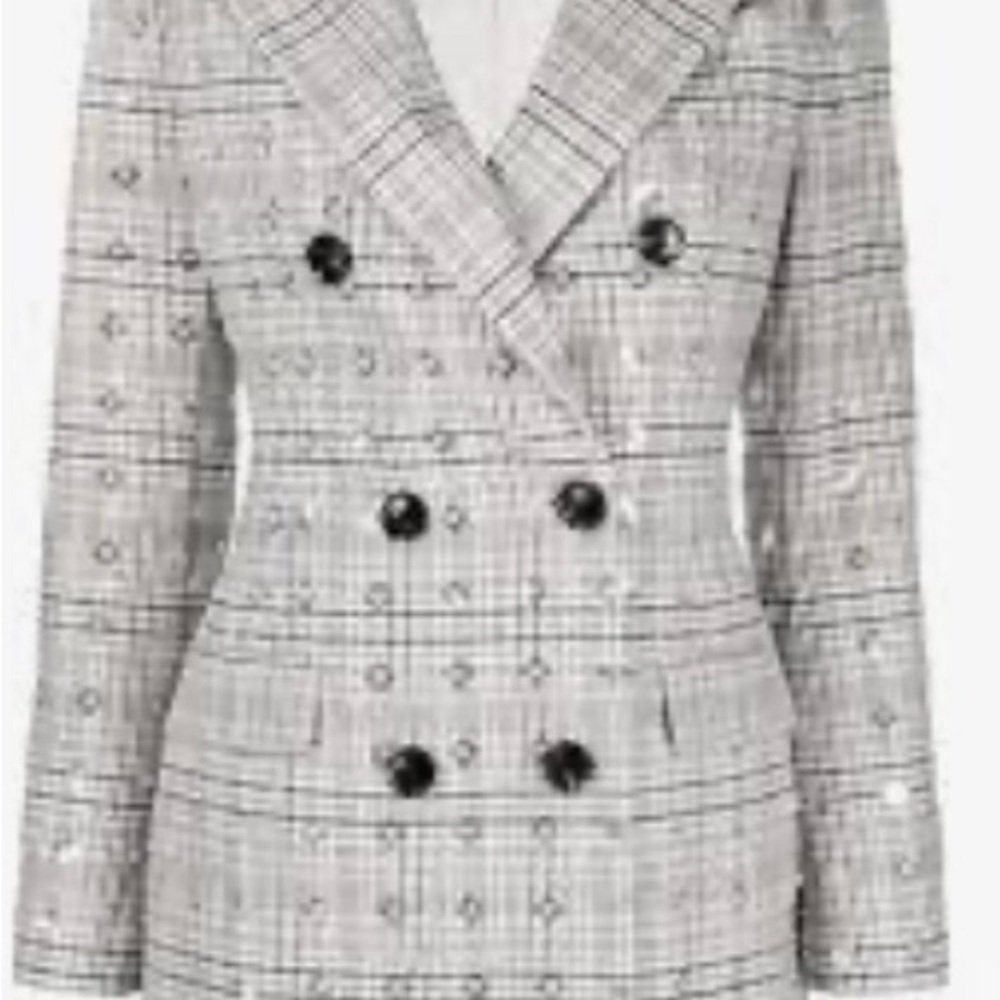 Self-Portrait Embellished Check Mini Jacket Dress Size 4